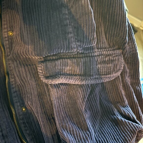 Women's Blue Corduroy Flannel Lined Utility Chore Jacket - Picture 7 of 7